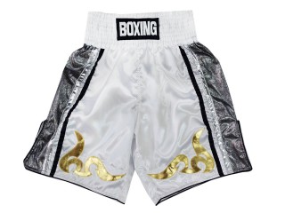 Personalized White Boxing Shorts , Boxing Trunks : KNBSH-030-White